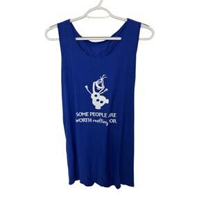 Handmade Disney Olaf Racer Back Tank with Bow Size Medium Disney Parks Vacation